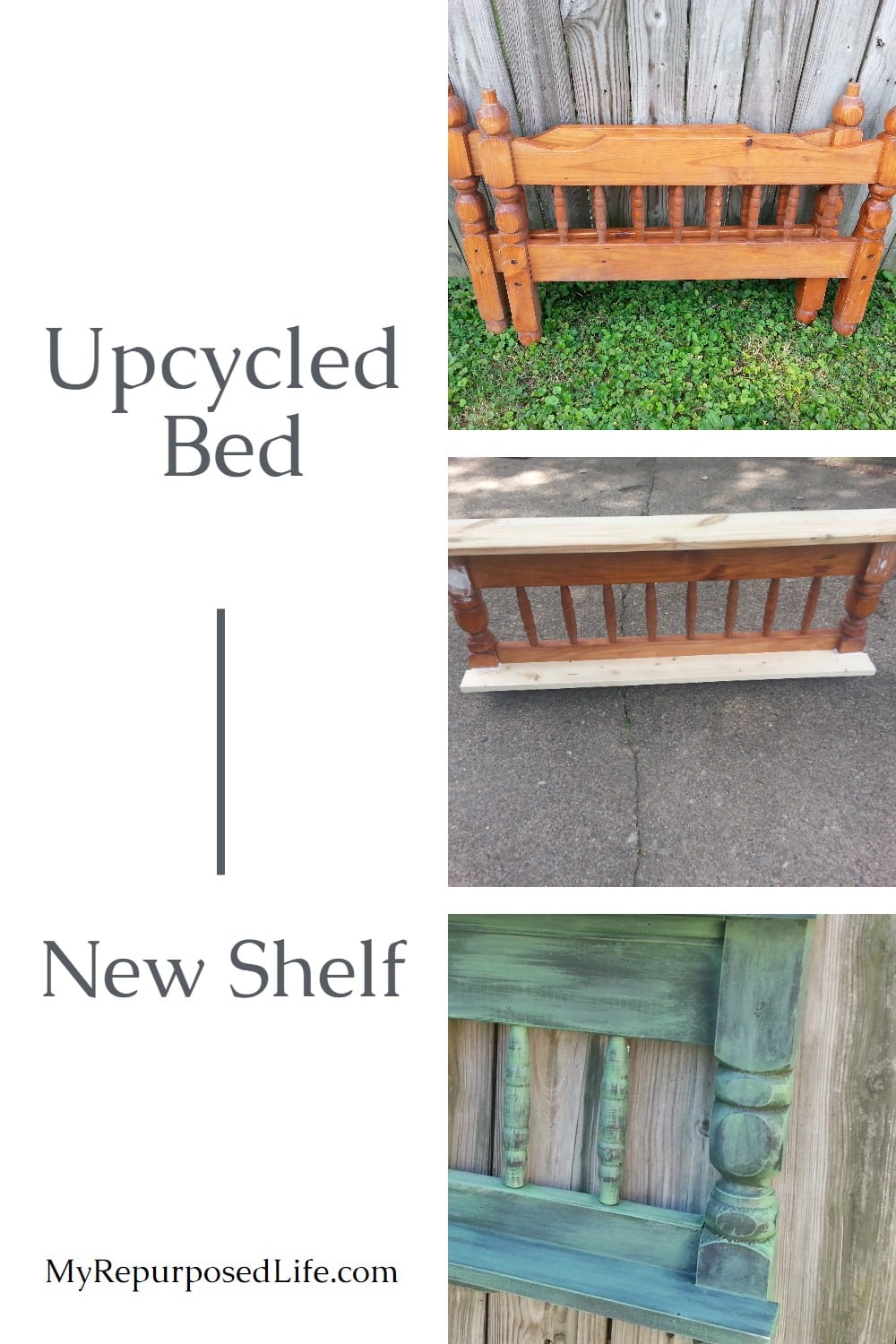 Repurposed Bunk Bed Wall Shelf via @repurposedlife