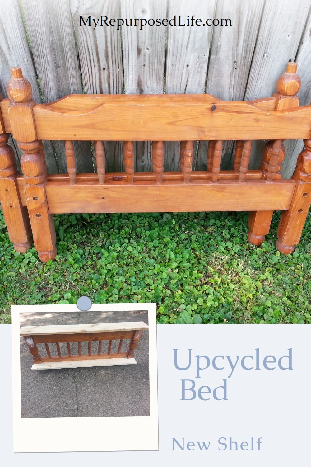 Repurposed Bunk Bed Wall Shelf via @repurposedlife