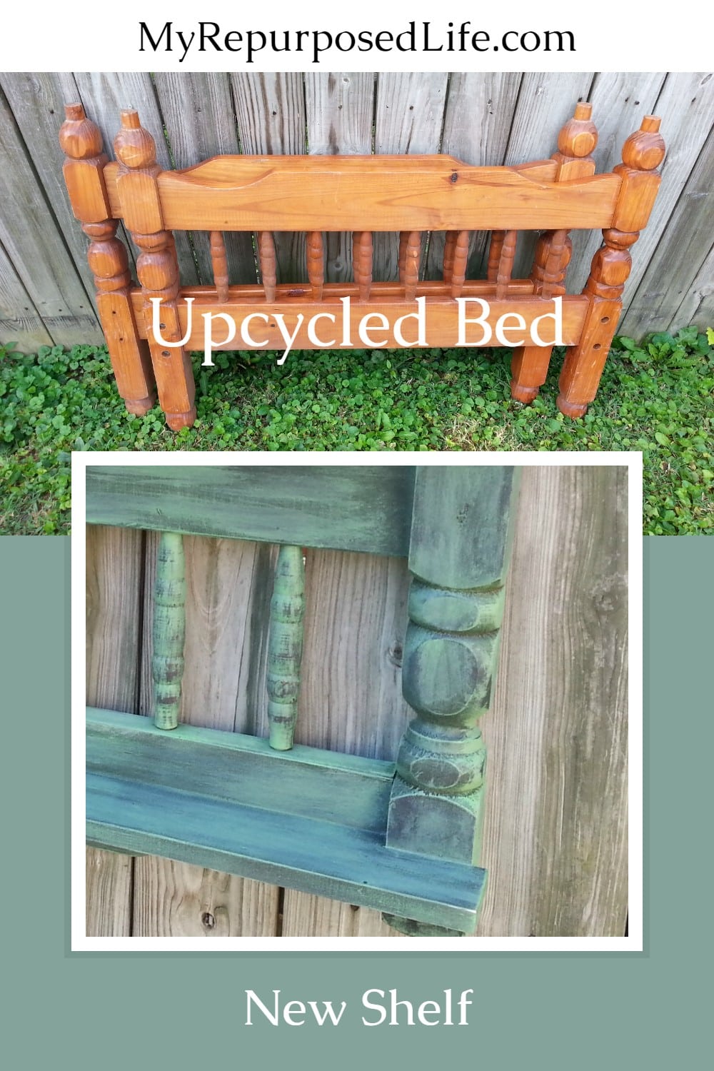Repurposed Bunk Bed Wall Shelf via @repurposedlife