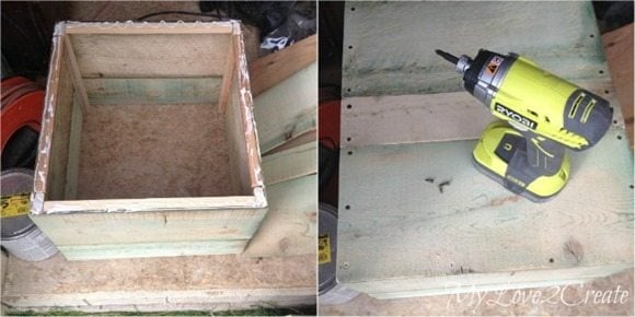 attaching bottom boards to storage crate