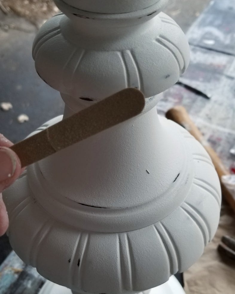 distressing with an emery board