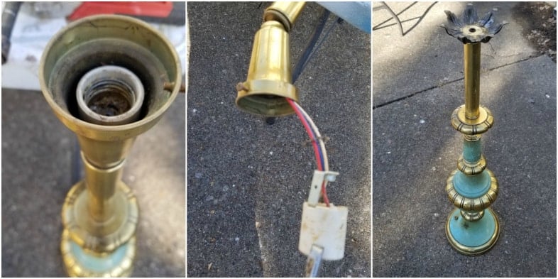 how to gut an old lamp to make a candlestick