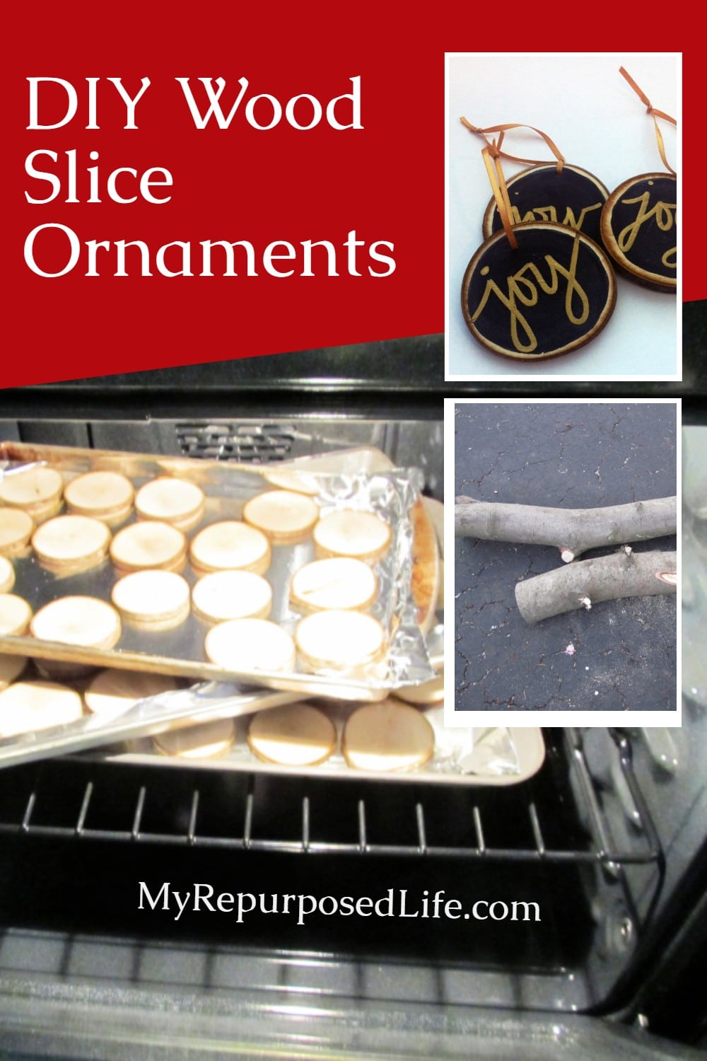 How to make customized wood slice ornaments for your friends or family this Christmas. First, you don't need a chainsaw for this project. If you buy your wood slices online, you don't even need a saw! That's right, all the information you need in one place! #MyRepurposedLife #Christmas #woodslice #ornaments #easy #diy #project via @repurposedlife