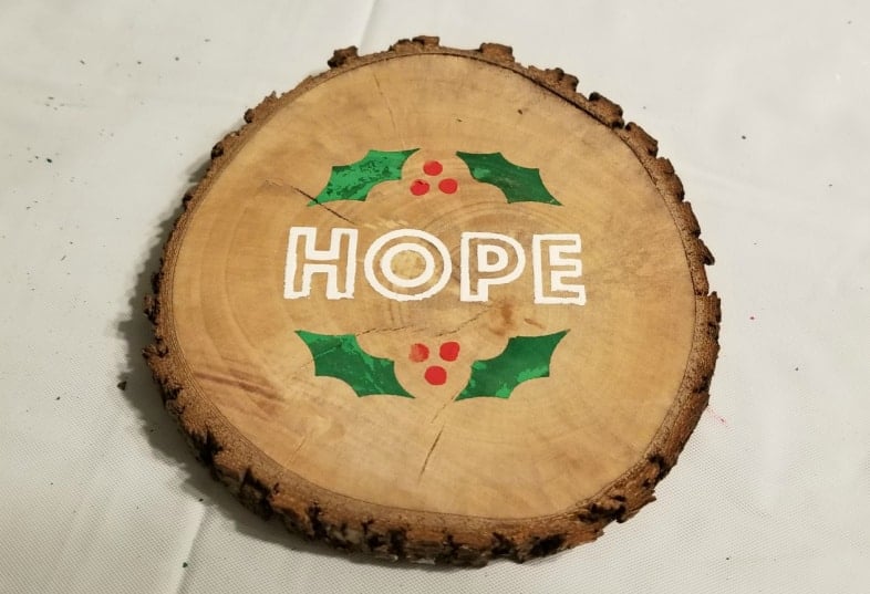 HOPE wood slice ornament