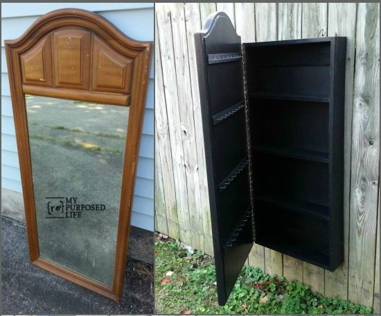 Jewelry Cabinet Armoire made from a Dresser Mirror