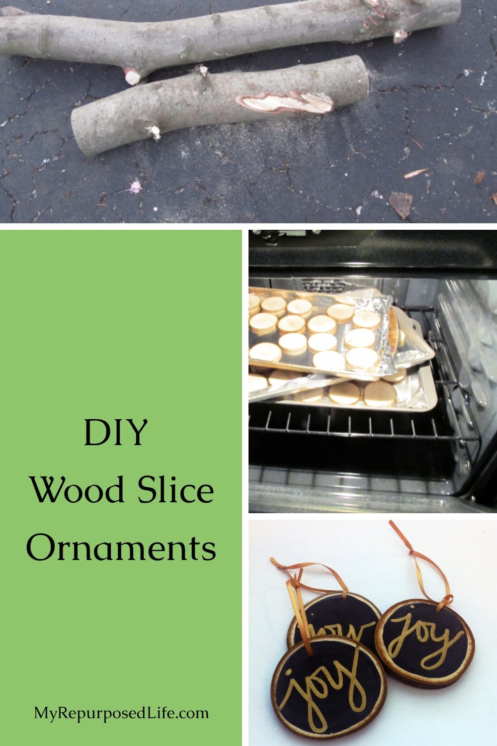 How to make customized wood slice ornaments for your friends or family this Christmas. First, you don't need a chainsaw for this project. If you buy your wood slices online, you don't even need a saw! That's right, all the information you need in one place! #MyRepurposedLife #Christmas #woodslice #ornaments #easy #diy #project via @repurposedlife