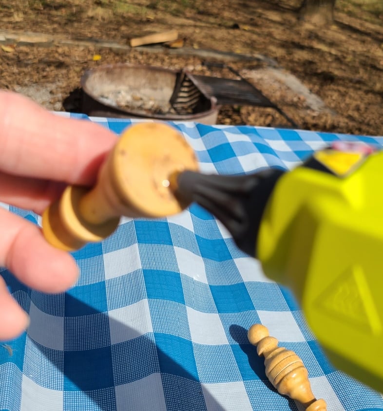 glue chess pieces together with hot glue