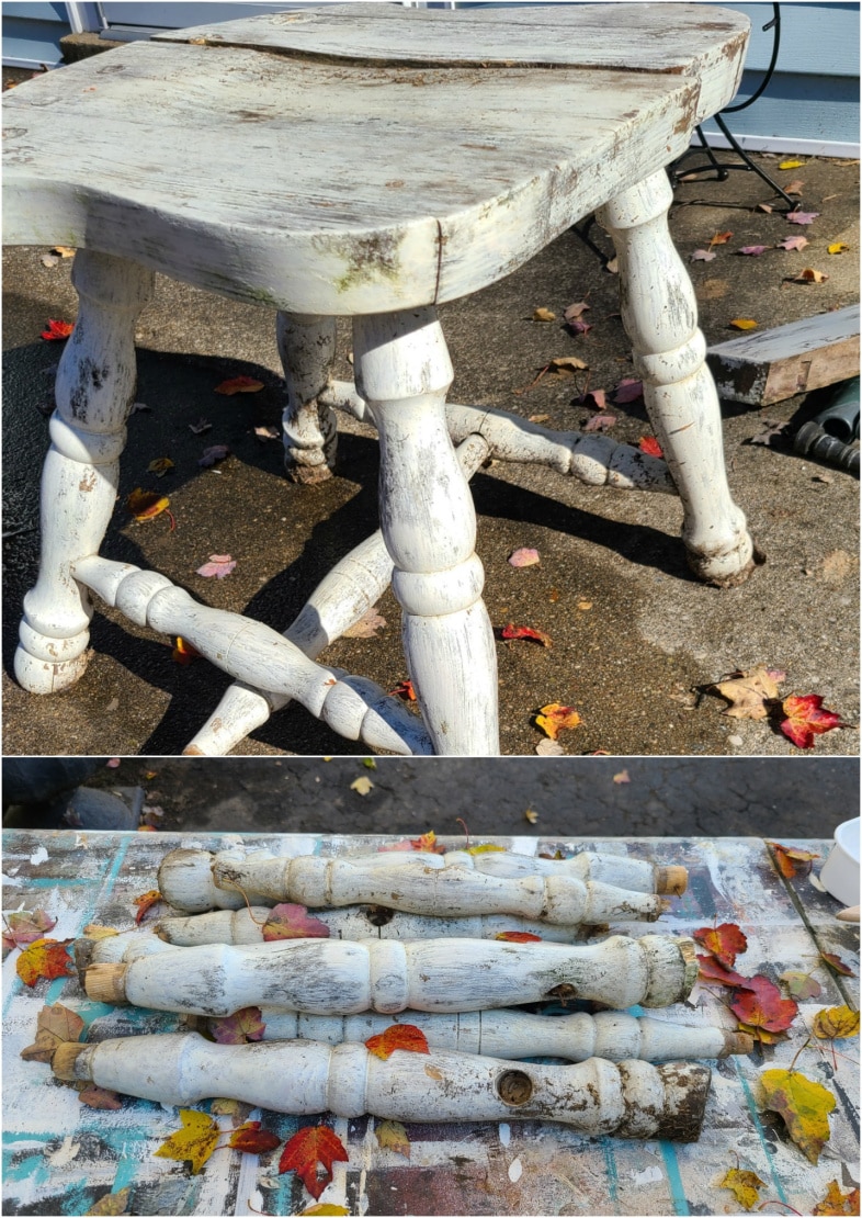 harvesting spindles from old chair