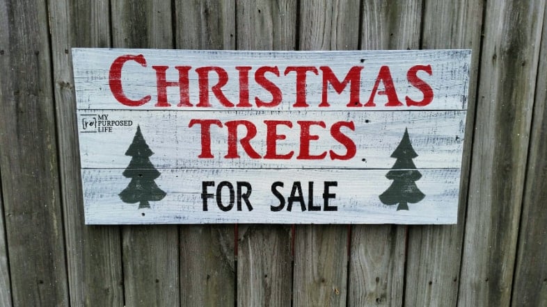 joanna gaines Christmas trees for sale sign MyRepurposedlife.com
