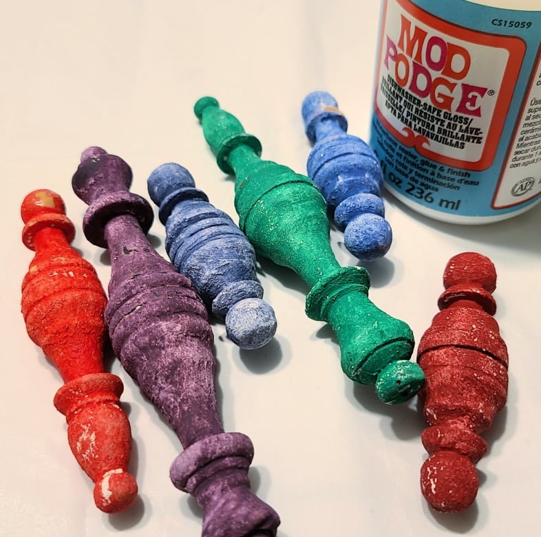 mod podge spindle ornaments
