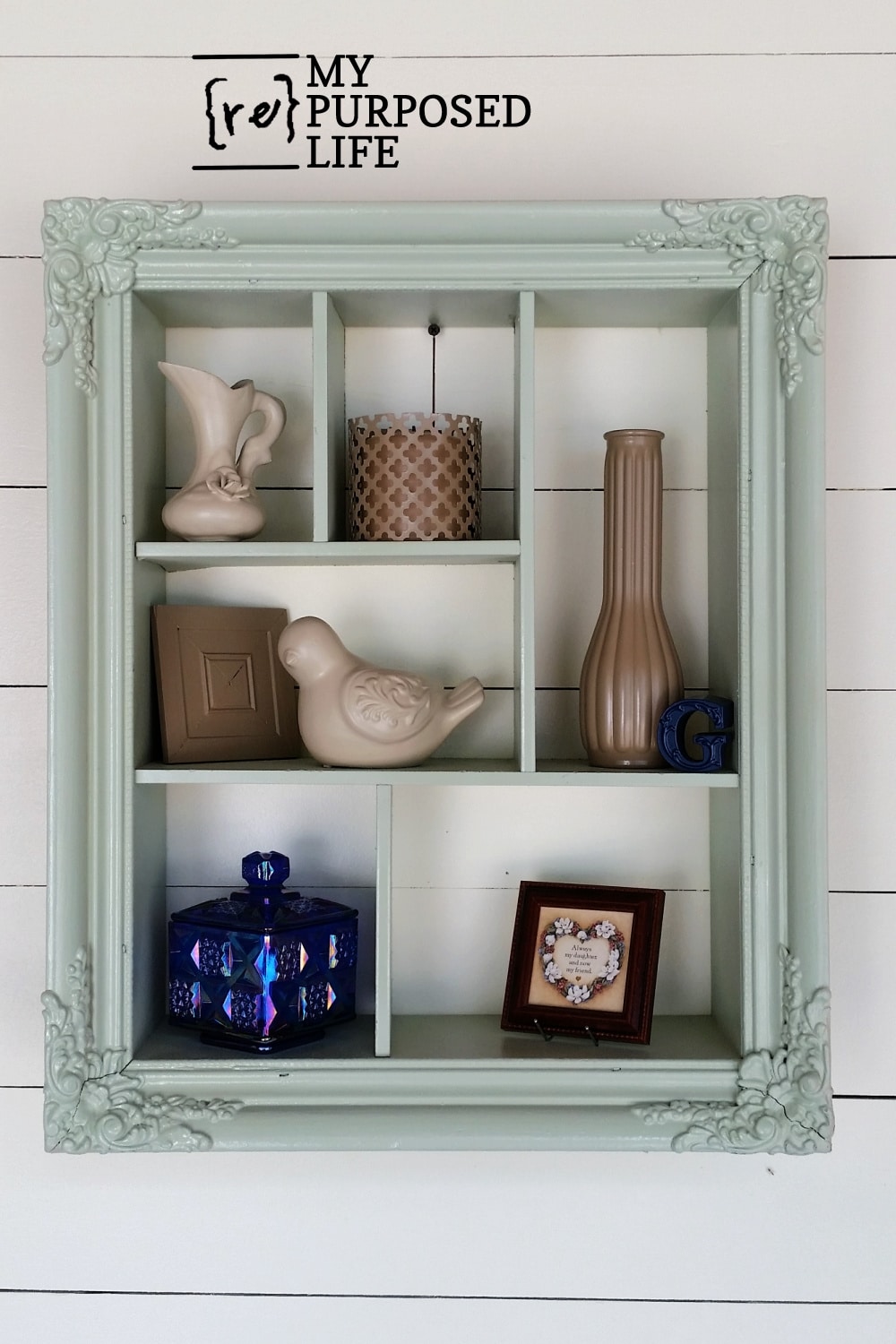 pretty green picture frame shadow box