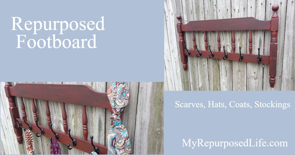 Repurposed Red Footboard Coat Rack - My Repurposed Life®