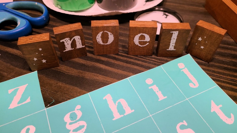 scrap wood Christmas decor small blocks NOEL