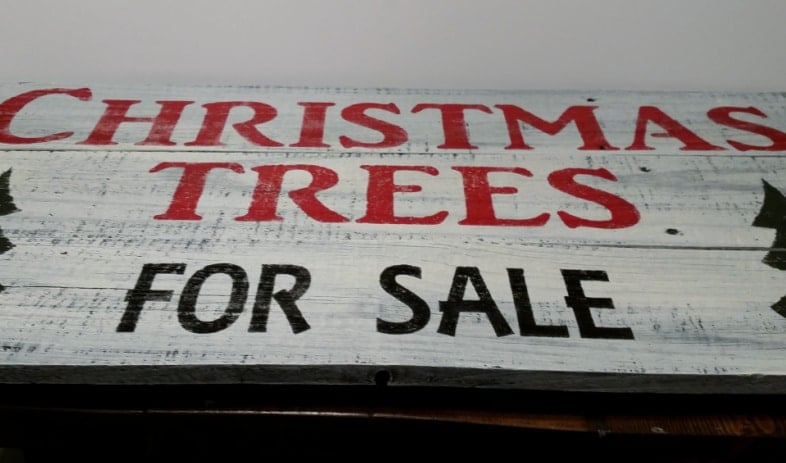 vintage looking Christmas Trees for sale sign