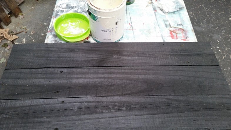 weathered wood table top to Christmas sign