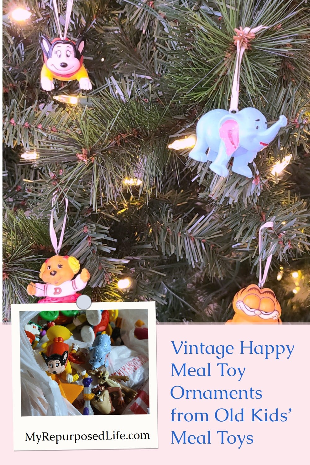 how to make vintage happy meal toy ornaments