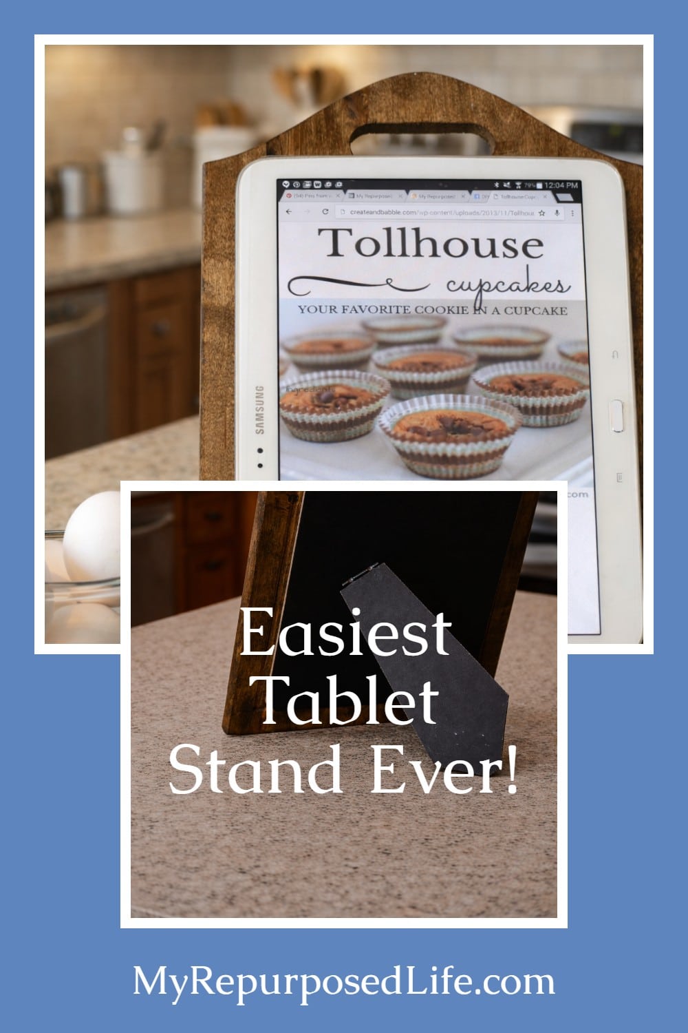 make an easy iPad stand out of a cutting board