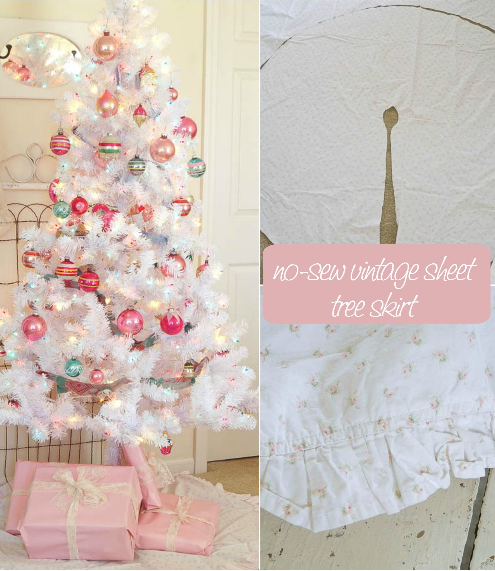 DIY Tree Skirt using a Vintage Sheet My Repurposed Life®