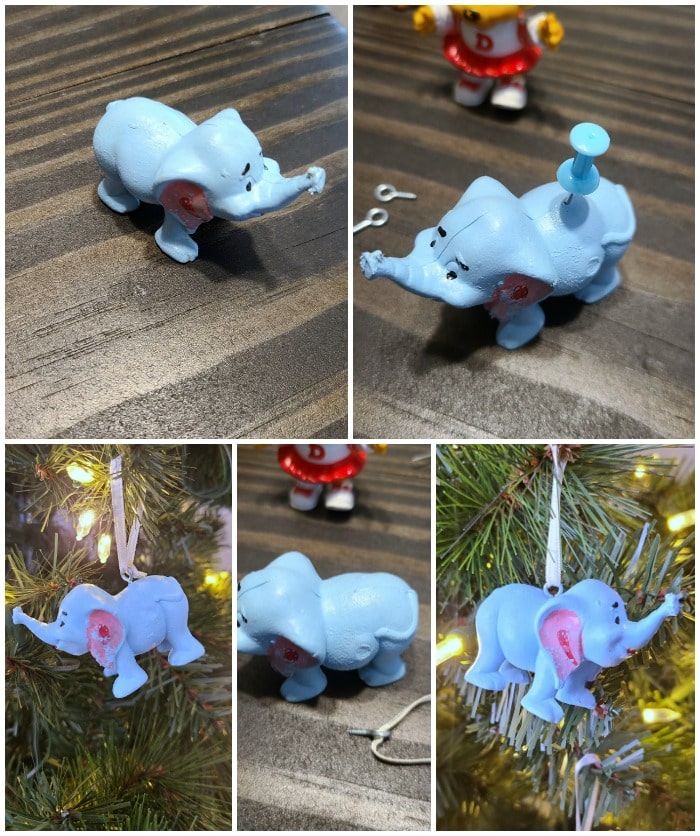 placement of eye hook on happy meal toy ornament