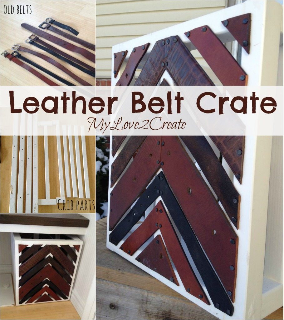 Repurpose your old belts and scrap wood into a unique and useful leather belt crate! Step by step directions so you can DIY it! #MyRepurposedLife #MyLove2Create #repurpose #upcycle #belt #crate via @repurposedlife