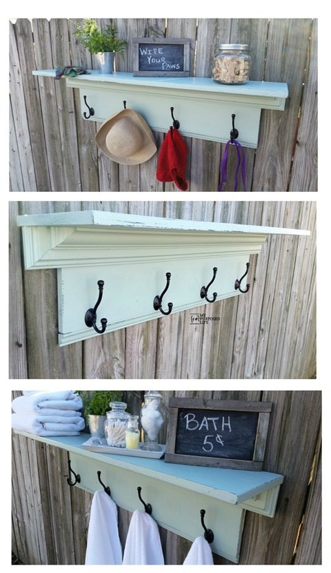 Trials and tribulations of how to or how NOT to make a large coat rack shelf. Tips of do's and don'ts about DIY'ing. Tools and hardware you will need. Doing it yourself can be challenging, keeping it real! #MyRepurposedLife #repurposed #coatrack #hooks #shelf via @repurposedlife