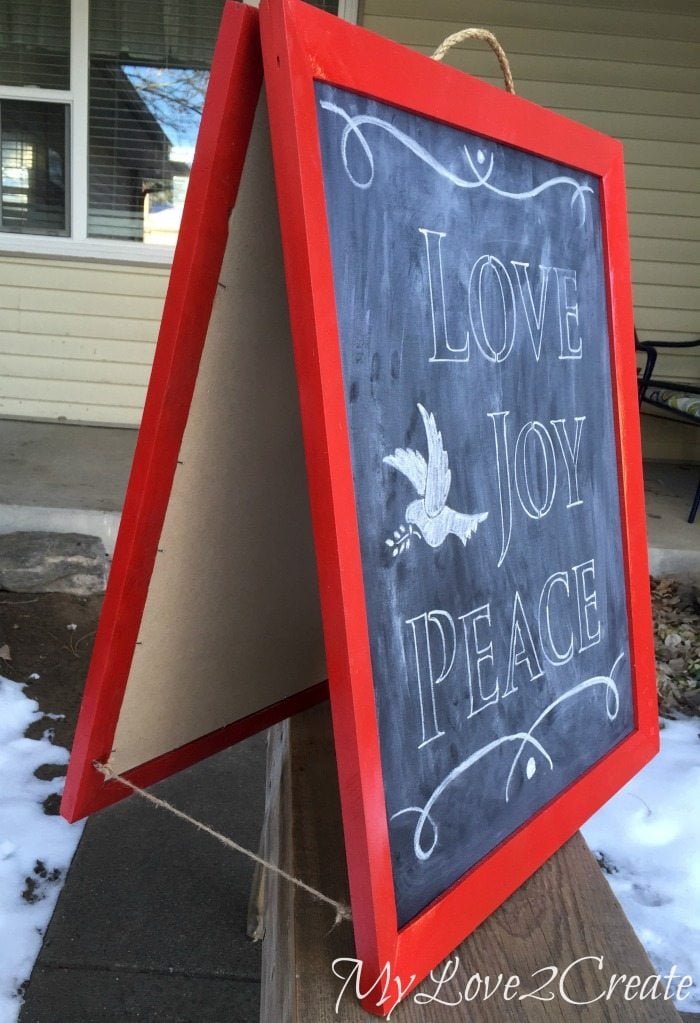 chalk board easel from frames