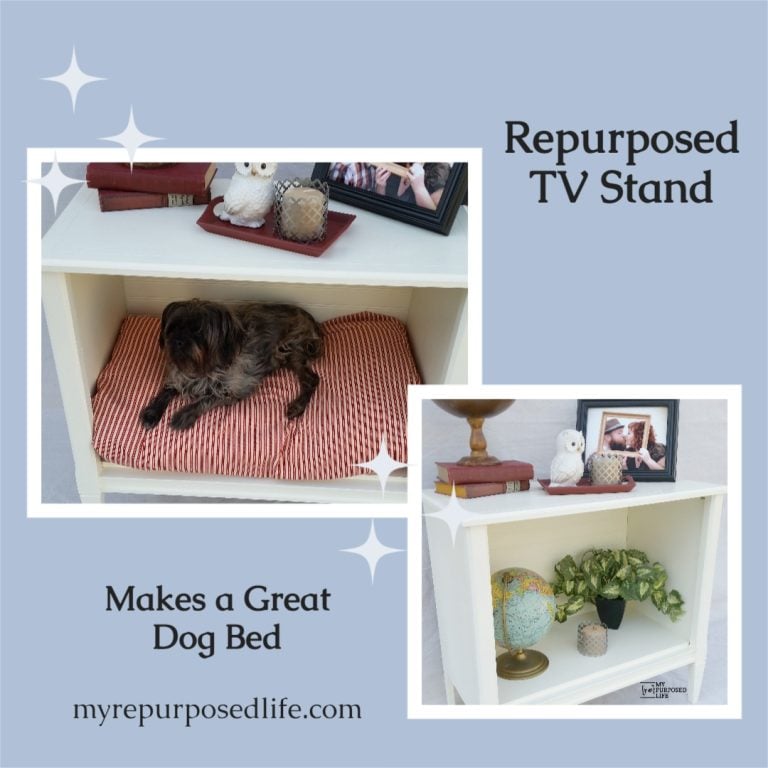 Repurposed tv Stand Dog Bed