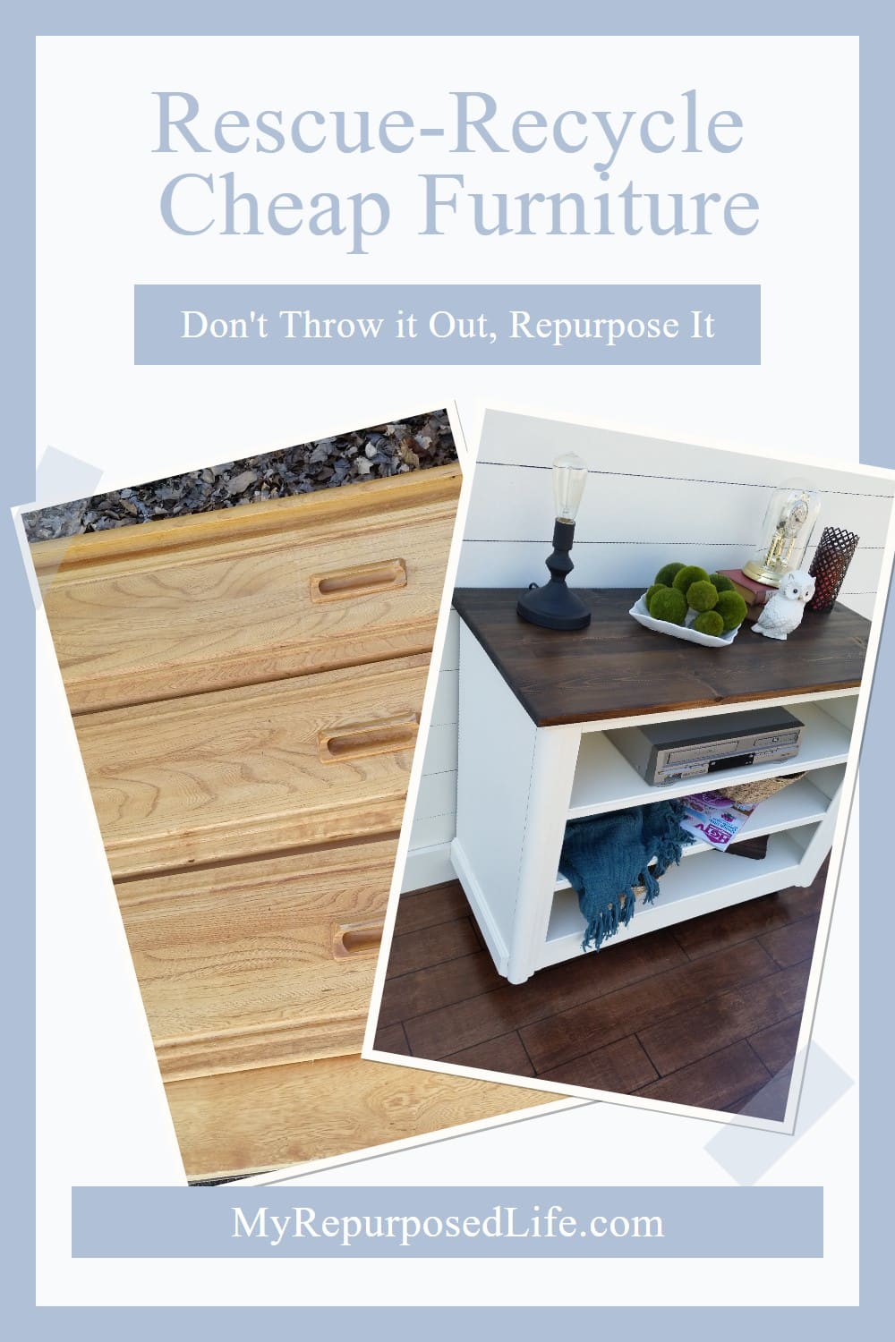 Our step-by-step directions show you how to make a TV stand from an old dresser. Small changes make a big impact. Great weekend project. via @repurposedlife