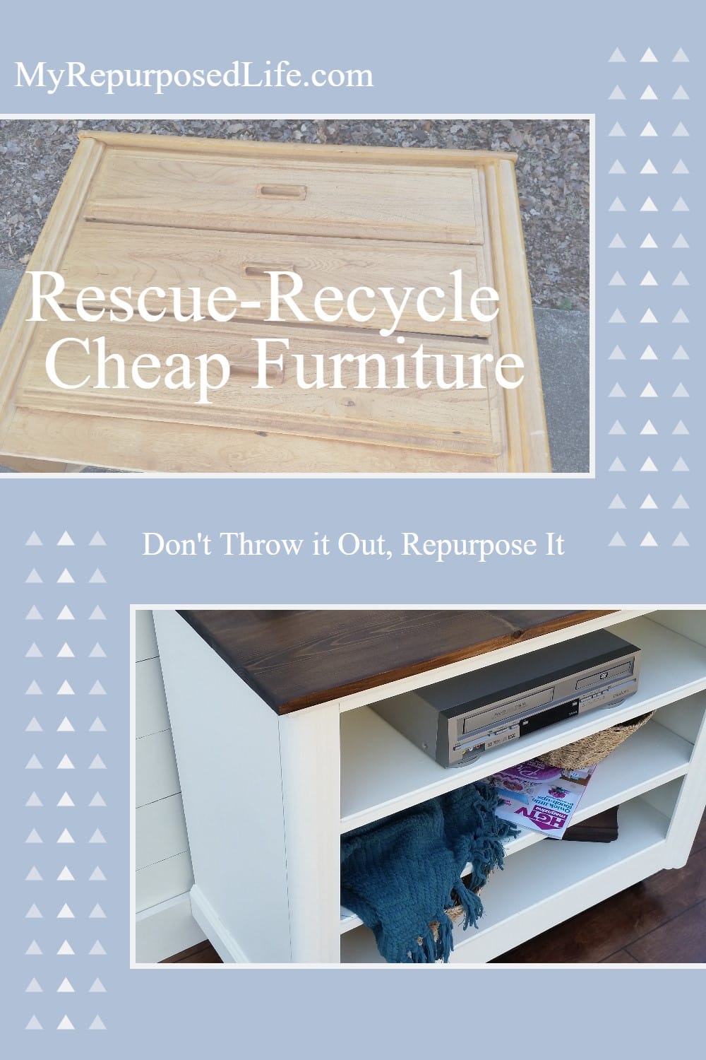 Our step-by-step directions show you how to make a TV stand from an old dresser. Small changes make a big impact. Great weekend project. via @repurposedlife