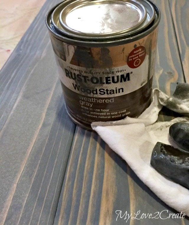 Staining bench top with Rustoleum weathered gray