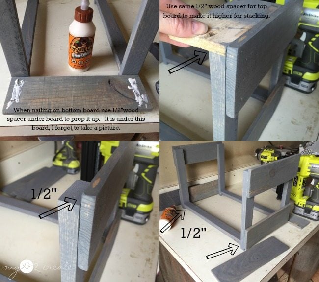 creating 12'' spacers for stackable crate