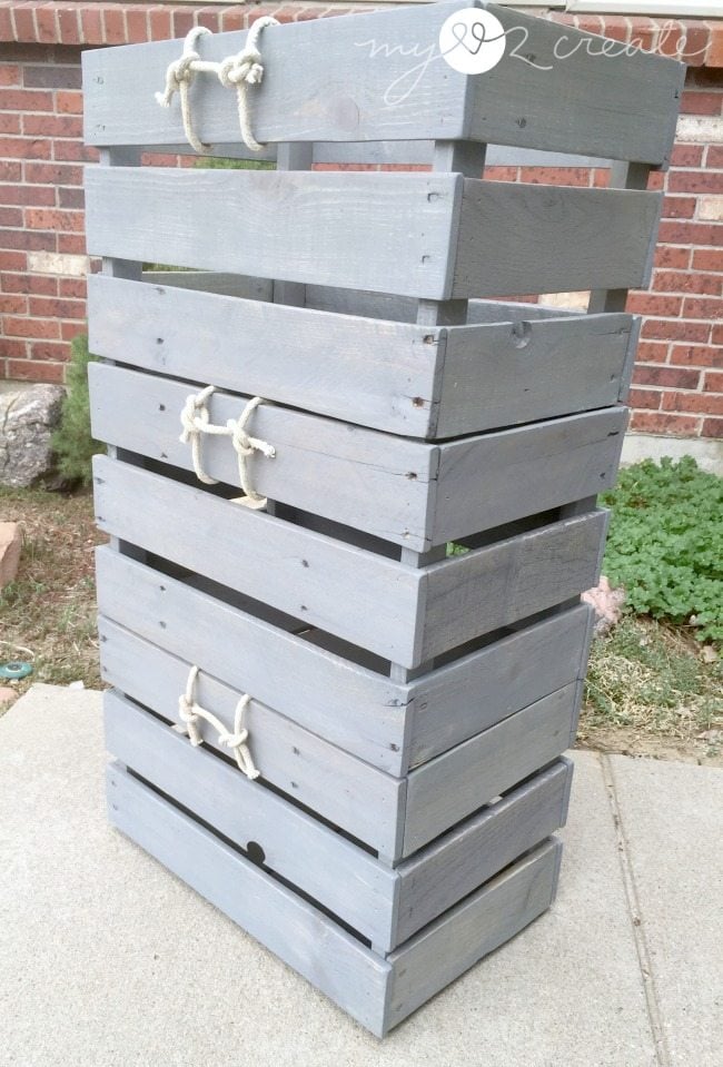 Stackable Pallet Crates, stacked on top of each other