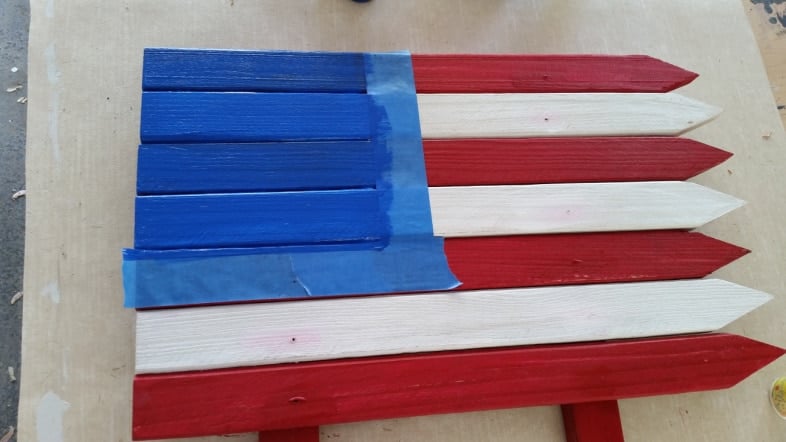 paint the corner of the flag blue