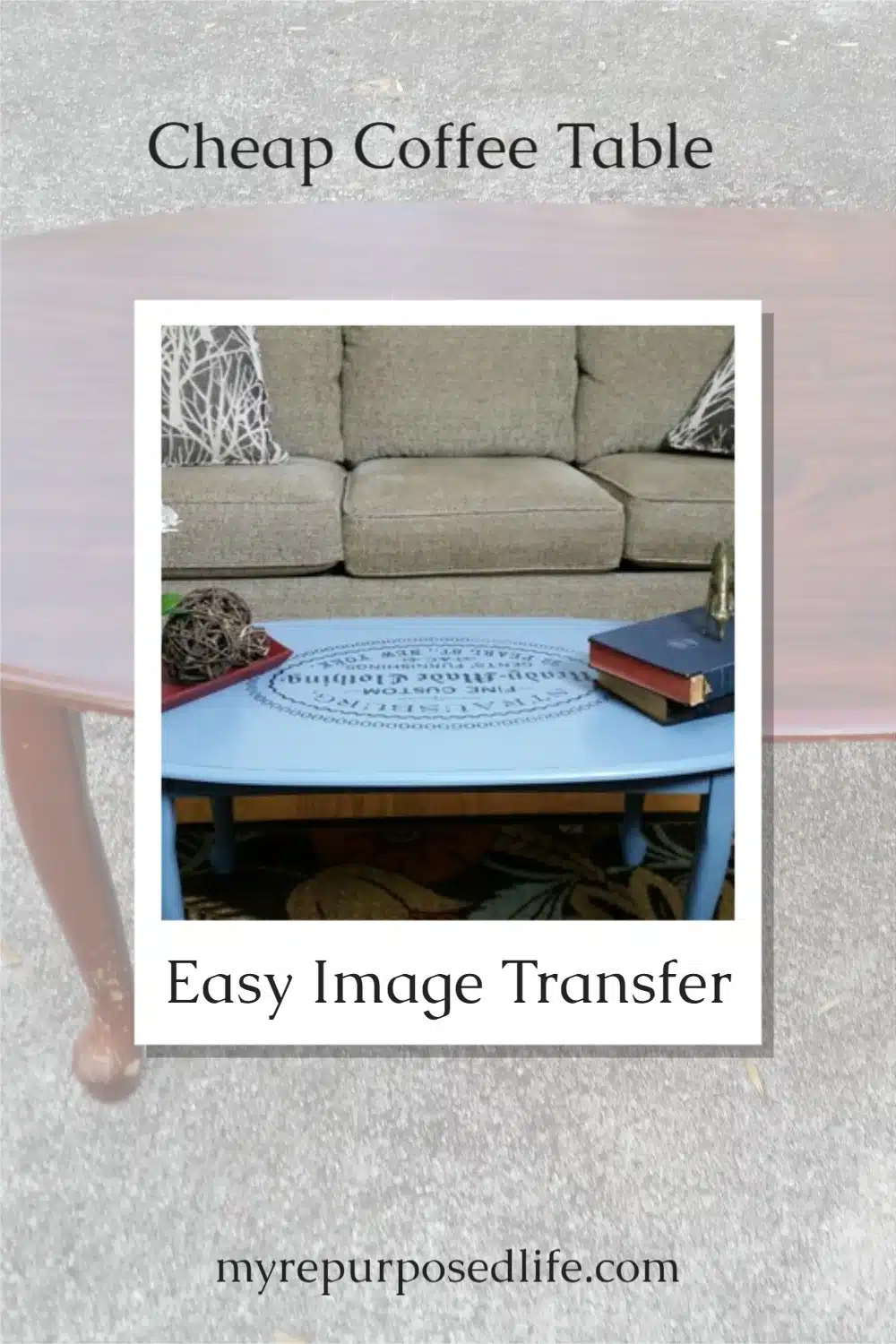 I did an easy image transfer on an old coffee table using 1Gel from Heirloom Traditions Paint. Transferring images is a fun way to update old furniture. via @repurposedlife