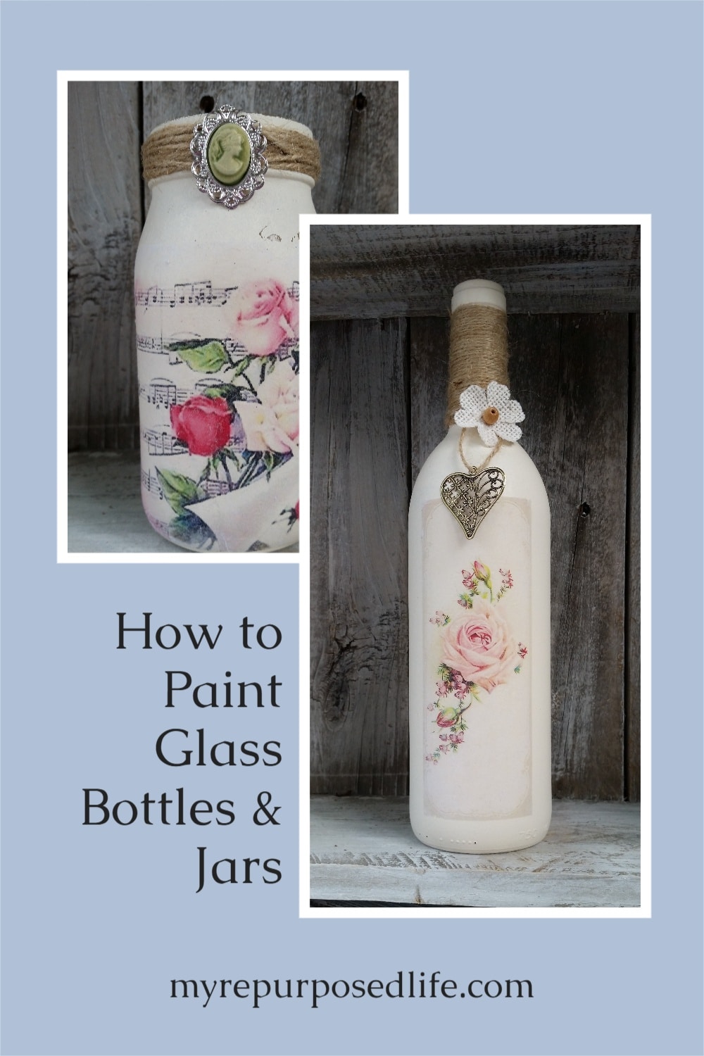 How to remove labels from wine bottles easily and then paint and decorate for awesome home decor ideas! #MyRepurposedLife #repurposed #winebottles #homedecor #easy #projects via @repurposedlife