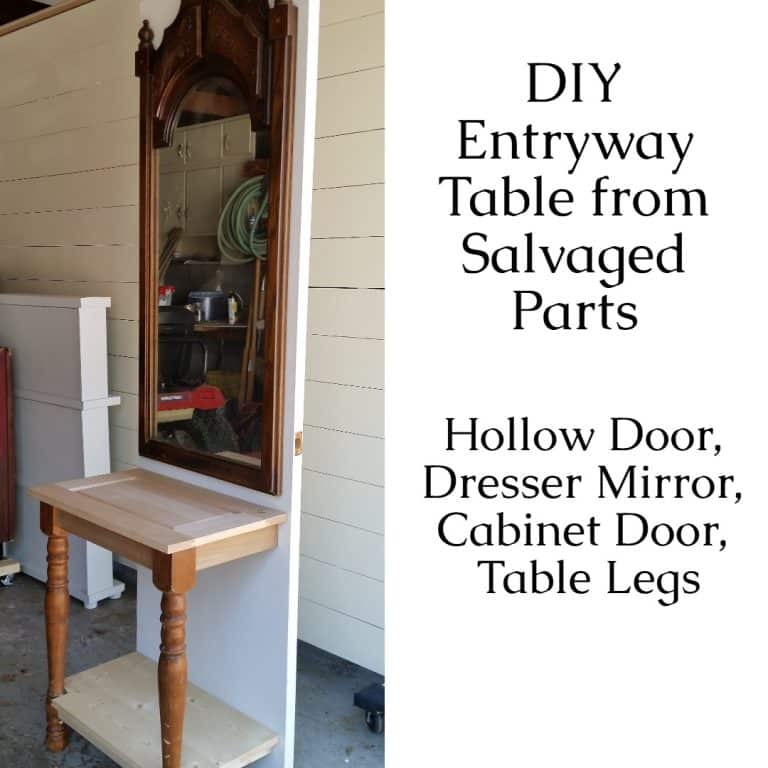 DIY entryway Table made from Salvaged Parts