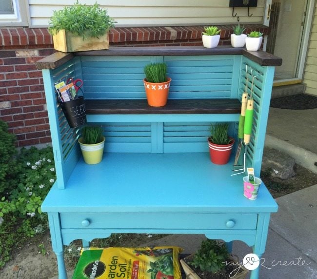 front cropped shot of potting bench, MyLove2Create