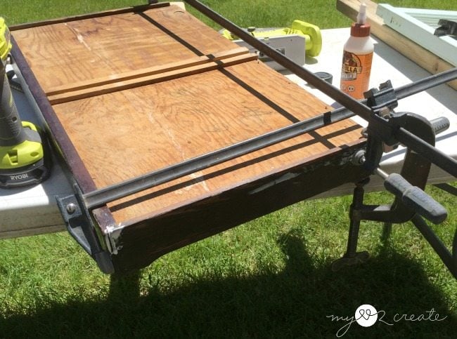 gluing drawer back together