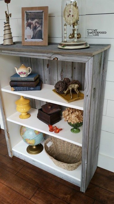 IKEA Billy bookcase update with paint and reclaimed wood
