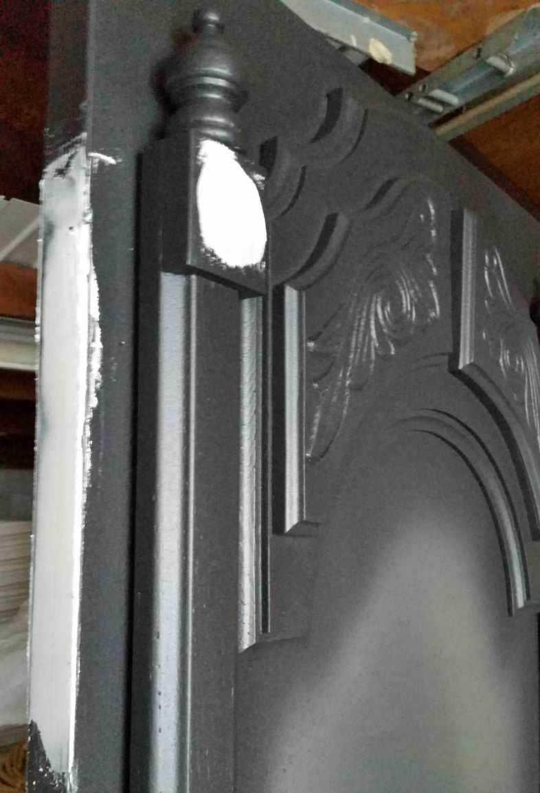 patching furniture project with drywall mud