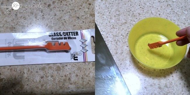 using glass cutter with oil to cut mirror