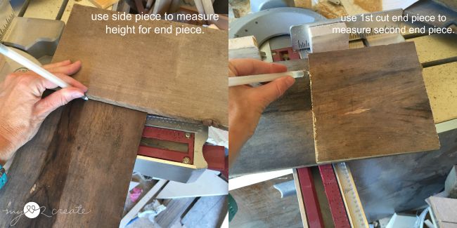 measuring end pieces of crate for cutting