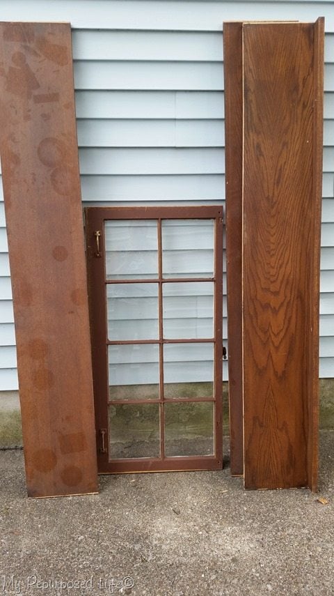 components to make a diy tall window cabinet
