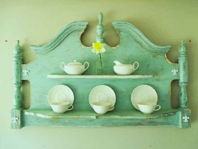 green headboard shelf