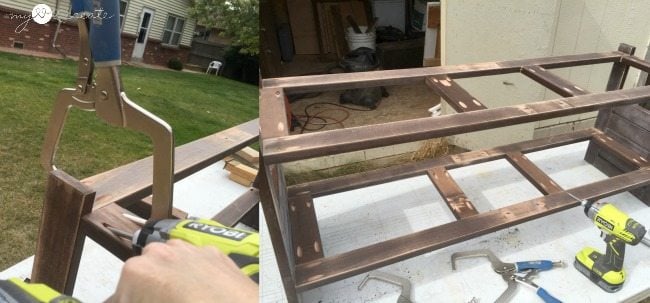 Adding middle support boards to bench seat and shelf
