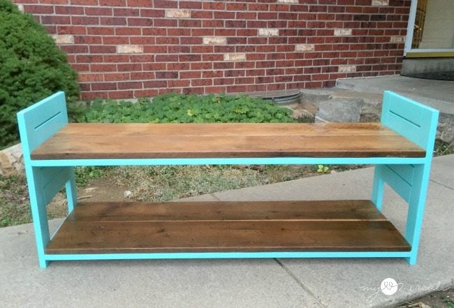 front view of reclaimed children's bench