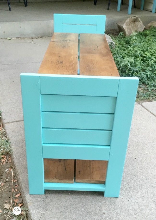 side view of children's bench