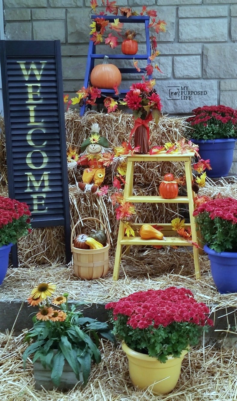 colorful fall porch decor