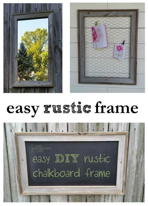 Easy Rustic Frames can be used for mirrors, chalkboards and even memo boards or jewelry holders using chicken wire or hardware cloth
