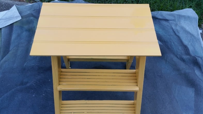 yellow wooden stepstool